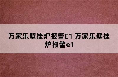 万家乐壁挂炉报警E1 万家乐壁挂炉报警e1